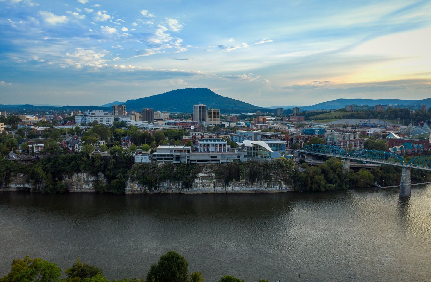 Downtown Chattanooga and Lookout Mountain seen across the Tennessee River from the North Shore