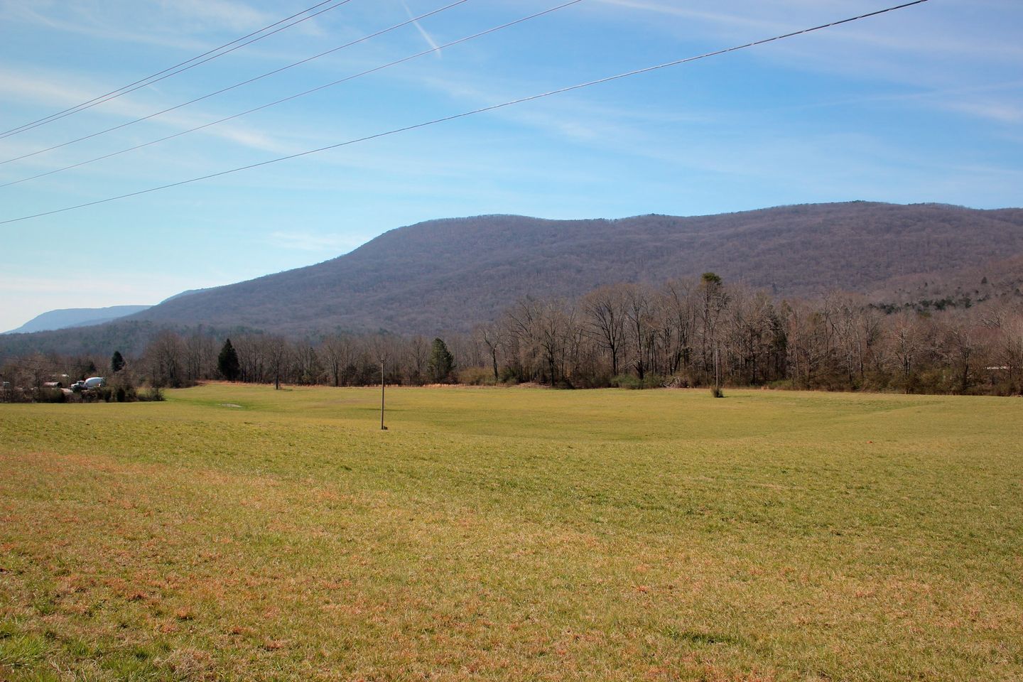 Pigeon Mountain rising above an open field near LaFayette, Georgia