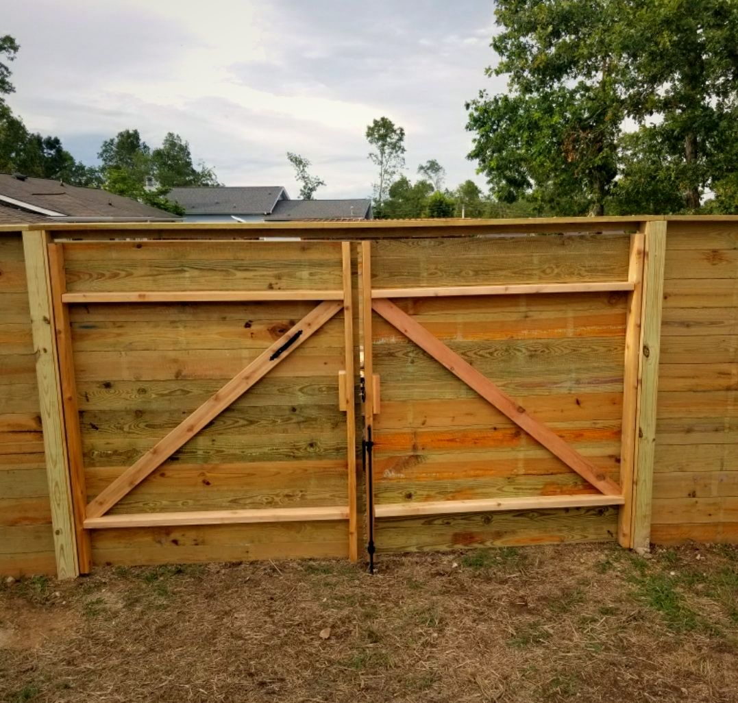 Wood double gate with Z-brace framing